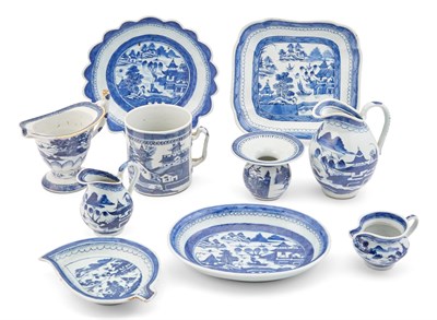 Lot 148 - Ten Canton Blue and White Porcelain Table Articles