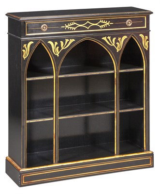 Lot 316 - Black Lacquer and Parcel Gilt Bookcase Height...
