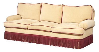 Lot 317 - Upholstered Sofa with Tassels Height 31 inches,...