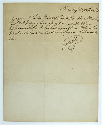 Lot 182 - GEORGE III Document signed "G.R." Windsor: 3...