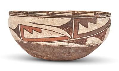 Lot 292 - Large Zuni Polychrome Painted Pottery Dough Bowl