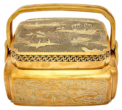 Lot 121 - A Large Chinese Brass Hand Warmer