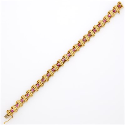 Lot 1103 - Tiffany & Co. Gold and Ruby Bracelet