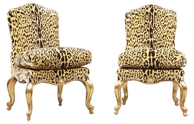 Lot 230 - Set of Eight Rococo Style Upholstered Giltwood...