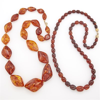 Lot 1067 - Two Amber Bead Necklaces