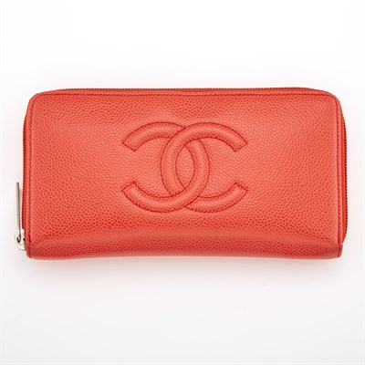 Lot 1302 - Chanel Red Leather 'Timeless Caviar' Wallet