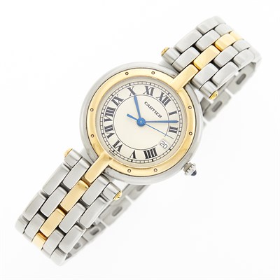 Lot 1040 - Cartier Stainless Steel and Gold 'Panthère Ronde' Wristwatch