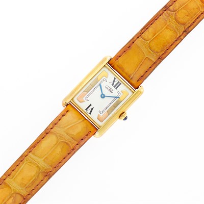 Lot 1003 - Must de Cartier Paris Vermeil 'Tank' Wristwatch