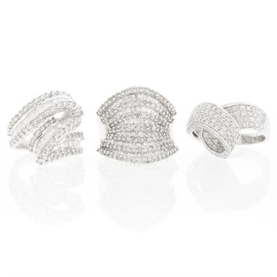 Lot 2162 - Three White Gold and Diamond Rings