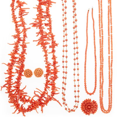 Lot 1290 - Group of Coral Jewelry and Fragments