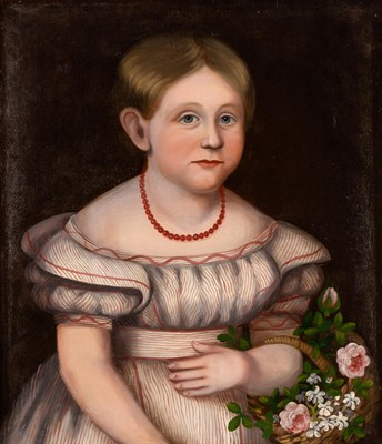 Lot 1024 - American School 19th century Portrait of a...