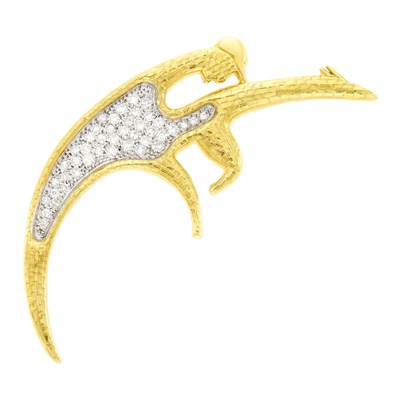 Lot 1020 - Two-Color Gold and Diamond Horse and Jockey Brooch