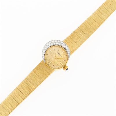 Lot 1108 - Two-Color Gold and Diamond Wristwatch