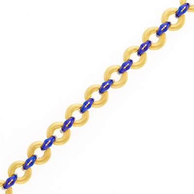 Lot 1045 - Gold and Enamel Link Bracelet