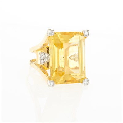 Lot 1106 - Gold, Citrine and Diamond Ring