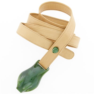 Lot 1023 - Tiffany & Co., Elsa Peretti Nephrite Snake Belt Buckle and Tan Leather Strap