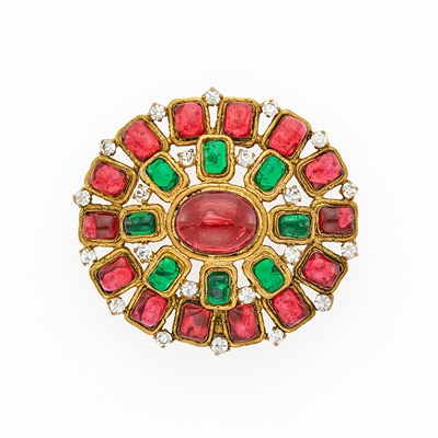 Lot 1057 - Chanel Gilt-Metal, Gripoix Glass and Paste Brooch, France
