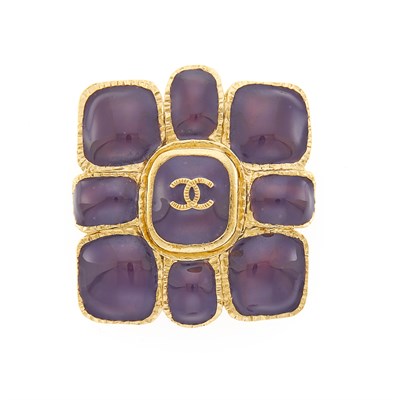 Lot 1060 - Chanel Gilt-Metal and Purple Enamel Brooch, France