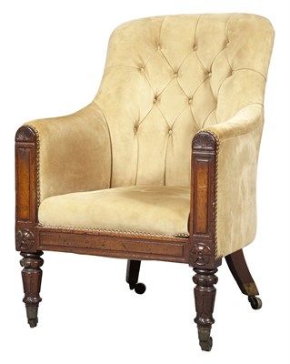 Lot 198 - William IV Upholstered Mahogany Armchair...