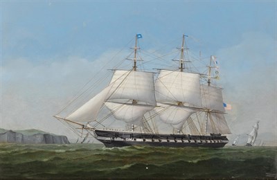 Lot 1041 - American School 19th century Ship at Sea Oil...