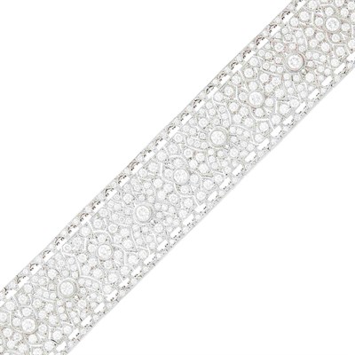 Lot 227 - Wide Platinum and Diamond Bracelet