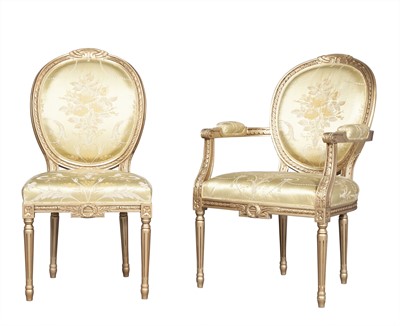 Lot 348 - Set of Twelve Louis XVI Style Dining Chairs