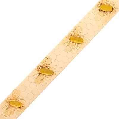 Lot 2215 - Rose Gold and Cabochon Citrine Honey Bee Bracelet