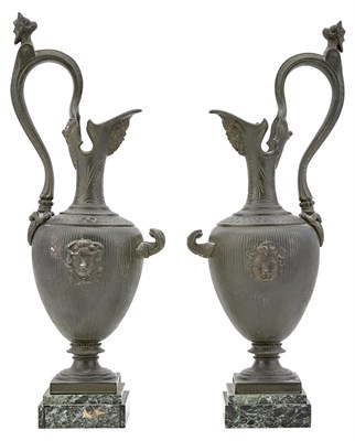 Lot 141 - Pair of Grand Tour Style Bronze Ewers On...