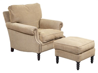 Lot 351 - George Smith Upholsted Club Chair and Ottoman...