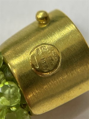 Lot 31 - Sabbadini Multistrand Peridot and Gold Bead Necklace