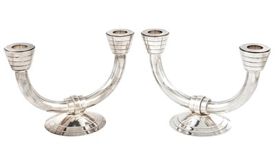 Lot 42 - Pair of Christofle Silver Plated Two-Light...