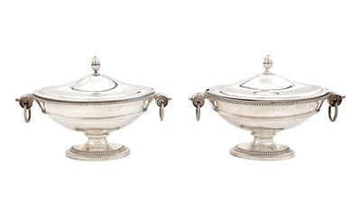 Lot 1218 - Pair of George III Sterling Silver Covered...