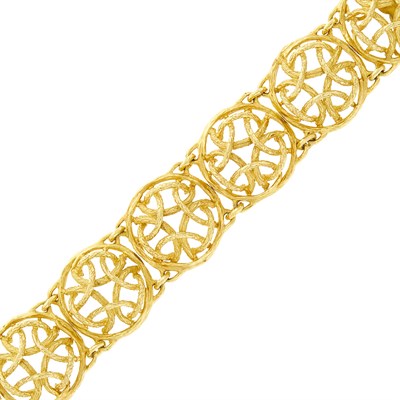 Lot 177 - Piaget Wide Gold Cage Link Bracelet