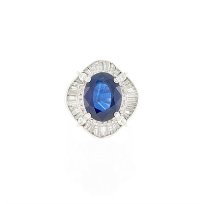 Lot 1199 - Platinum, Sapphire and Diamond Ring