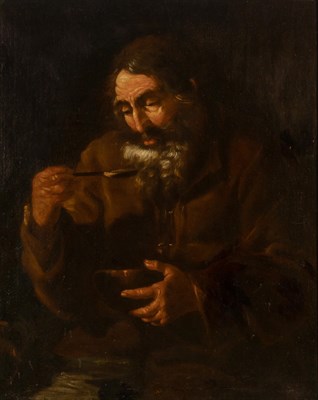 Lot 1008 - Spanish School 17th Century A Man Eating Soup...