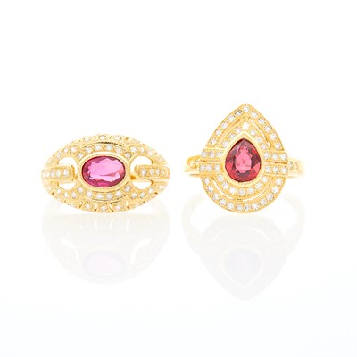 Lot 1258 - Two Gold, Ruby and Diamond Rings
