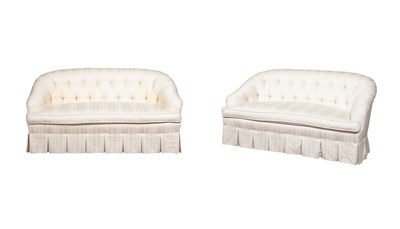 Lot 307 - Pair of Upholstered Tufted Loveseats Height 33...
