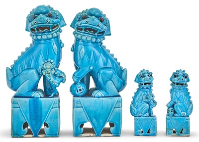 Lot 139 - Pair of Turquoise Glazed Porcelain Foo Lions...