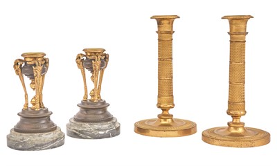 Lot 246 - Pair of Empire Style Bronze, Gilt-Metal and...
