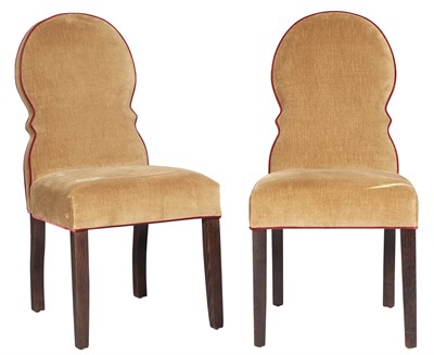 Lot 303 - Set of Sixteen Upholstered Stained Wood Dining...