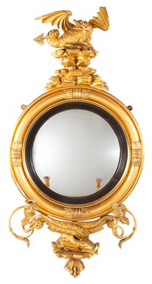 Lot 235 - Regency Style Giltwood Convex Girandole Mirror...
