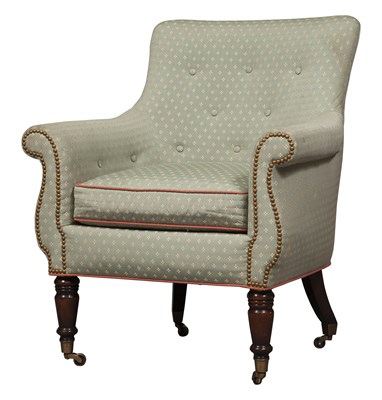 Lot 300 - Victorian Style Upholstered Mahogany Armchair...