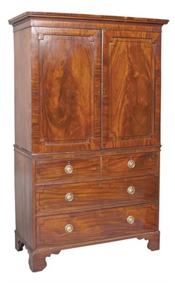Lot 322 - Regency Inlaid Mahogany Linen Press Height 6...
