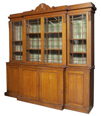 Lot 112 - English Oak Breakfront Bookcase Height 8 feet...