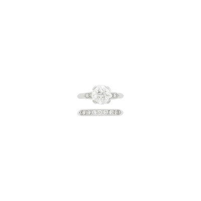 Lot 82 - Platinum and Diamond Ring and Platinum and Diamond Band Ring