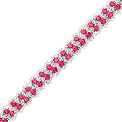 Lot 137 - White Gold, Ruby and Diamond Bracelet