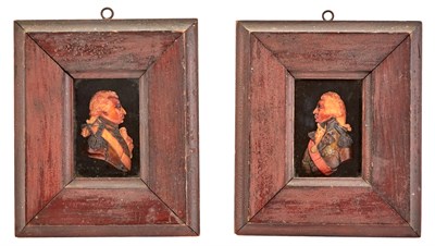 Lot 347 - Two Wax Portrait Busts of Military Officers...