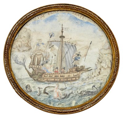 Lot 344 - Miniature Watercolor Painting on Paper...