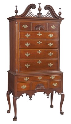 Lot 164 - Queen Anne Carved Cherry High Chest of Drawers