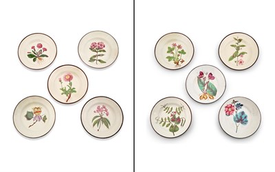 Lot 229 - Set of Ten Botanical Creamware Plates Possibly...